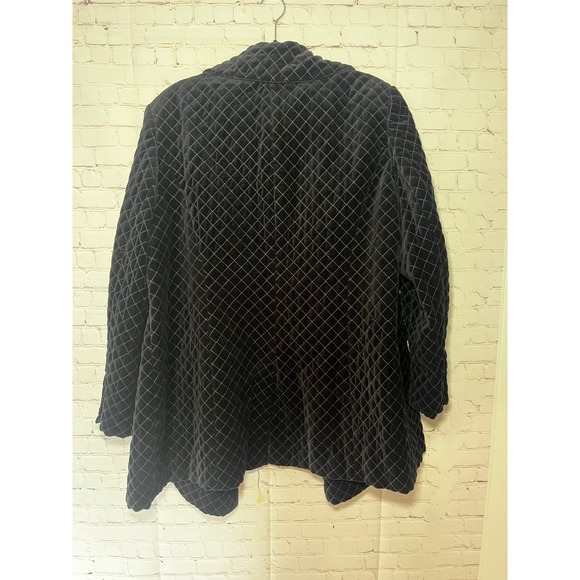 INC International Concepts Black Quilted Velvet Double Breasted Blazer Jacket 2X - Picture 2 of 5